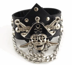 Badass Rockstar Bracelets W/ Metal Spikes 3 Pcs, 8.6 X 1.6 In, Black/Silver -Gearup Co. Store 124849360612