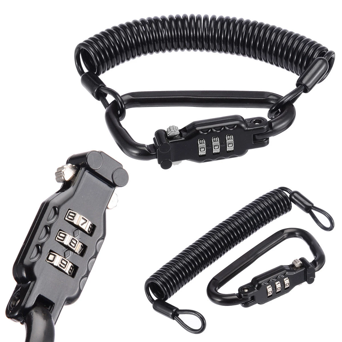 Motorcycle Helmet Anti Theft Cable Lock Waterproof 3 Digit Combination D-Lock 2 Motorcycle Helmet Anti Theft Cable Lock Waterproof 3 Digit Combination D-Lock - Image 2