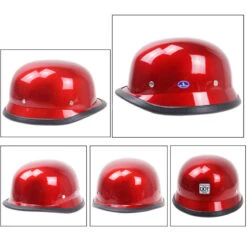 Glossy Red German Motorcycle Helmet -Gearup Co. Store 16646372947 517646972