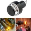 Universal Motorcycle Turn Signal LED Light End Handlebar - 2pcs, ABS, 12V, Black Body