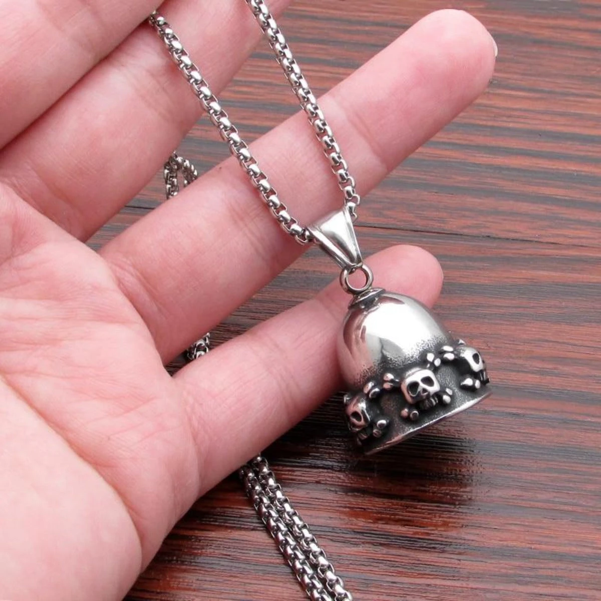 Stainless Steel Skull Gremlin Bell Pendant 5 Stainless Steel Skull Gremlin Bell Pendant - Image 5
