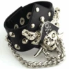 Badass Rockstar Bracelets W/ Metal Spikes 3 Pcs, 8.6 X 1.6 In, Black/Silver