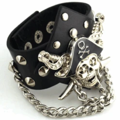 Badass Rockstar Bracelets W/ Metal Spikes 3 Pcs, 8.6 X 1.6 In, Black/Silver