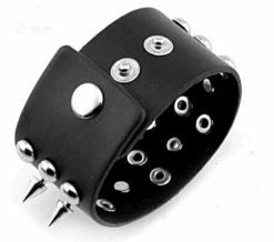 Badass Rockstar Bracelets W/ Metal Spikes 3 Pcs, 8.6 X 1.6 In, Black/Silver -Gearup Co. Store 6854647207331