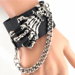 Badass Rockstar Bracelets W/ Metal Spikes 3 Pcs, 8.6 X 1.6 In, Black/Silver -Gearup Co. Store 849319308477