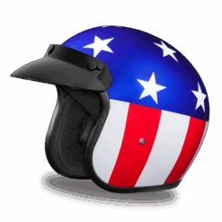 Daytona D.O.T. Cruiser States Of America Motorcycle Open Face Helmet, Blue/White/Red