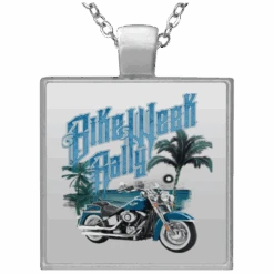 Bike Week Rally Square Necklace