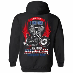 I Am Free, I Am One, I Am Proud American Legendary Rider Hoodie, Unisex, Cotton/Polyester, Black