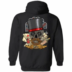 Poker Skull In A Hat Hoodie, Cotton/Polyester, Black