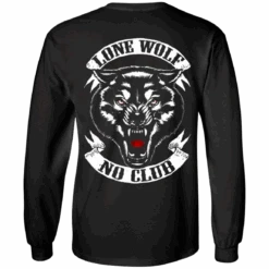 Lone Wolf, No Club Long Sleeve T-Shirt, Cotton, Black