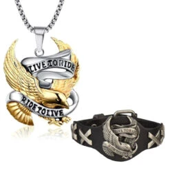 Live To Ride Necklace + Free Live To Ride Bracelet Bundle