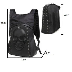 3D Skull Backpack Hoodie 14 3D Skull Backpack Hoodie -Gearup Co. Store Gothic Halloween Skull Steampunk Riveting Design Backpack Hip Hop Hat Backpack