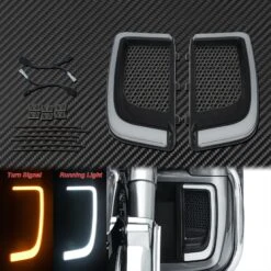 Motorcycle LED Turn Signal Light Fairing Lower Grills For Harley Touring