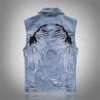 Alr™ Men's Ripped Denim Vest With Wing Embroidery