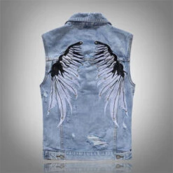 Alr™ Men's Ripped Denim Vest With Wing Embroidery -Gearup Co. Store H9d60e392f82144b7a07621a7b3006e28S