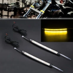 Motorcycle Fork Smoked LED Turn Signal Strip Lights Kit For Harley Davidson 39mm - 41mm Fork, 12-15 V DC
