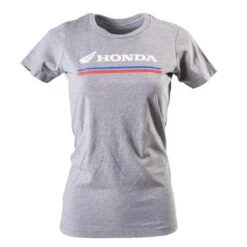 Factory Effex Women's Honda Stripes T-Shirt, Dark Heather Gray