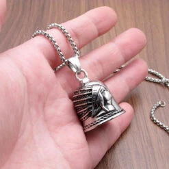 Indian In Headdress Design Gremlin Bell -Gearup Co. Store Motor Biker Bell Pendant Stainless Steel Skull Rider Punk Pendant 9ed4790e 5432 43fc b9b3 e90c61bc07ae