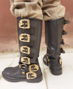 Men's Calf High Motorcycle Riding Boots With Skull Buckles -Gearup Co. Store S050d58c182d44da282056c1f98338438X