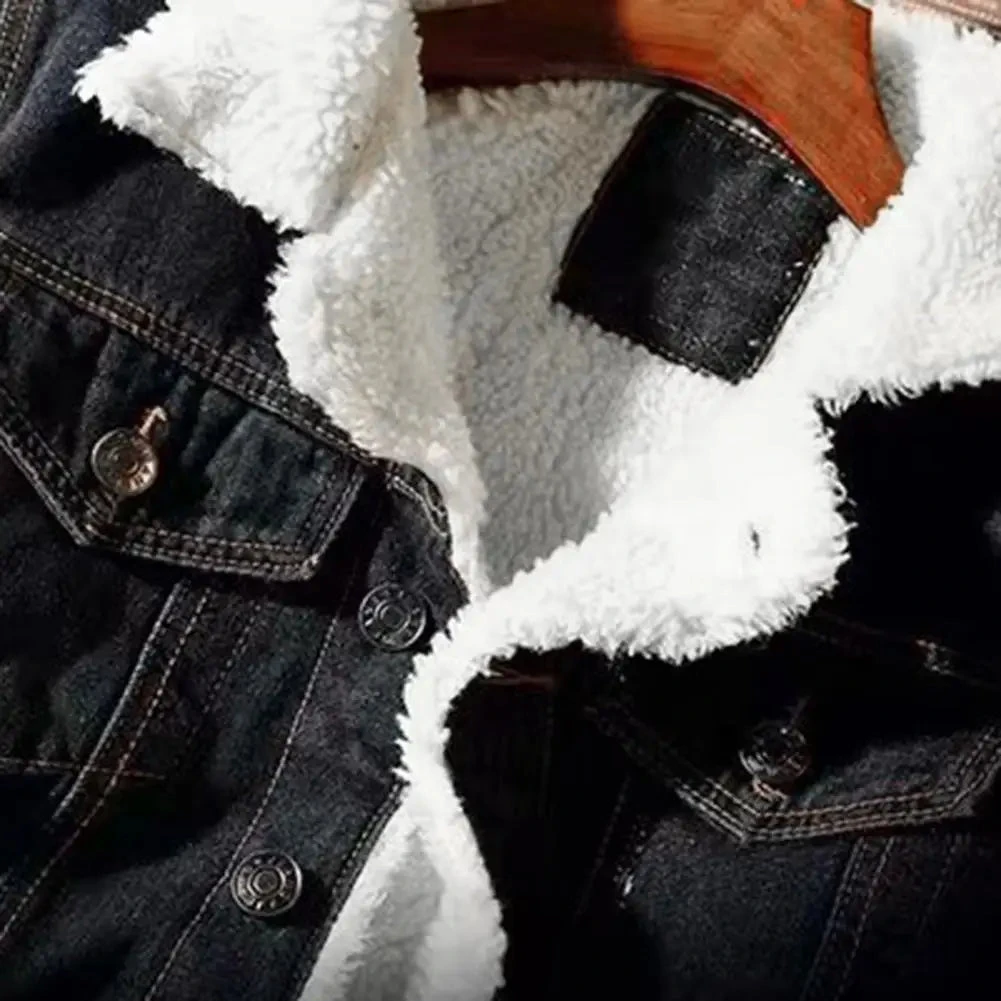 Alr™ Men's Denim Jacket With Lamb Cashmere Lining, Black 4 Alr™ Men's Denim Jacket With Lamb Cashmere Lining, Black - Image 4