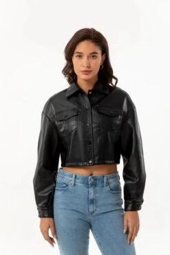 Alr™ Women's Short Leather Biker Jacket With Lapel And Two Pockets 24 Alr™ Women's Short Leather Biker Jacket With Lapel And Two Pockets -Gearup Co. Store S6351b2955a9e4d68b7bb321a4eb0edc1R