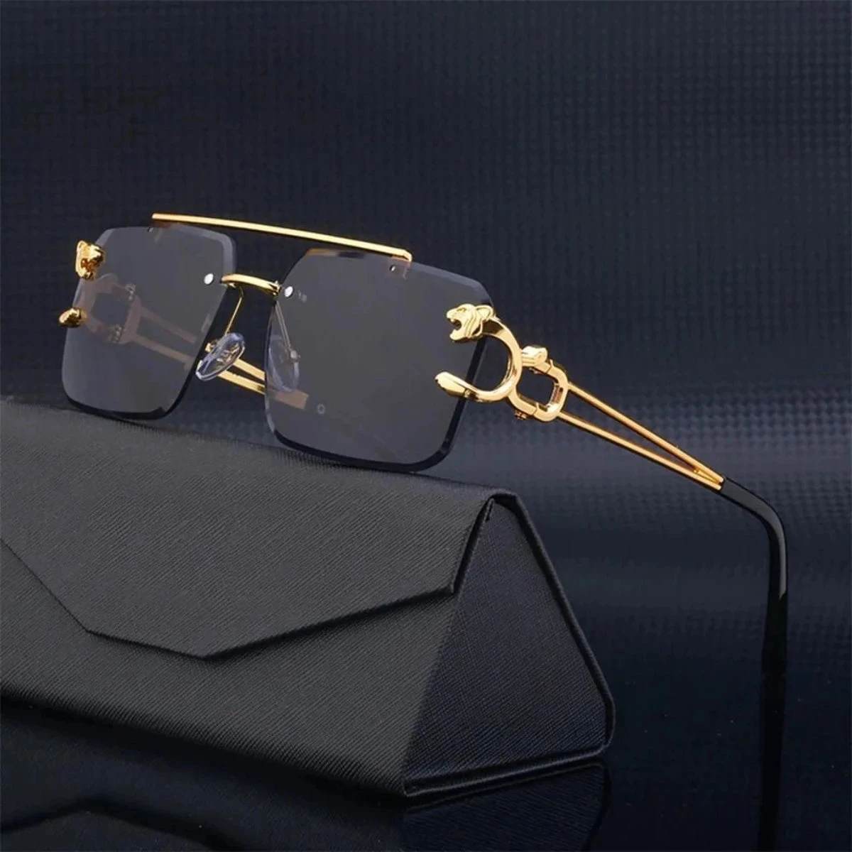 Retro Rimless Steampunk UV400 Sunglasses 1 Retro Rimless Steampunk UV400 Sunglasses
