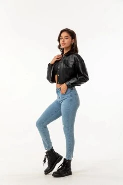 Alr™ Women's Short Leather Biker Jacket With Lapel And Two Pockets 26 Alr™ Women's Short Leather Biker Jacket With Lapel And Two Pockets -Gearup Co. Store S86134d71d393465cb4c31c4ce133e94bL