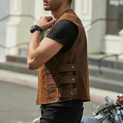 Alr™ Men's PU Leather Slim Motorcycle Vest -Gearup Co. Store S8c4bcd491d914516b9d8536cd5cd2a24u