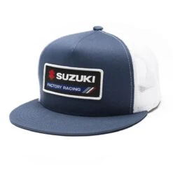 Factory Effex Suzuki Factory Snapback Hat, Navy Blue/White