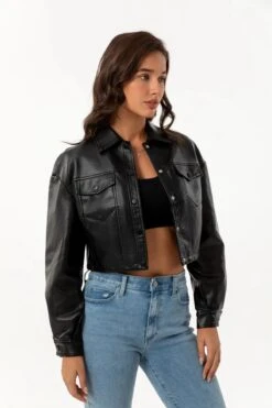 Alr™ Women's Short Leather Biker Jacket With Lapel And Two Pockets 28 Alr™ Women's Short Leather Biker Jacket With Lapel And Two Pockets -Gearup Co. Store Sc35d881ccc414343aa4b28376b4c199bz