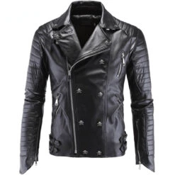 Men's Skull Punk Style Faux Leather Jacket