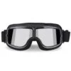 Vintage Aviator Motorcycle Goggles W/ Adjustable Strap, One Size, Black ABS Frame, Silver Lens