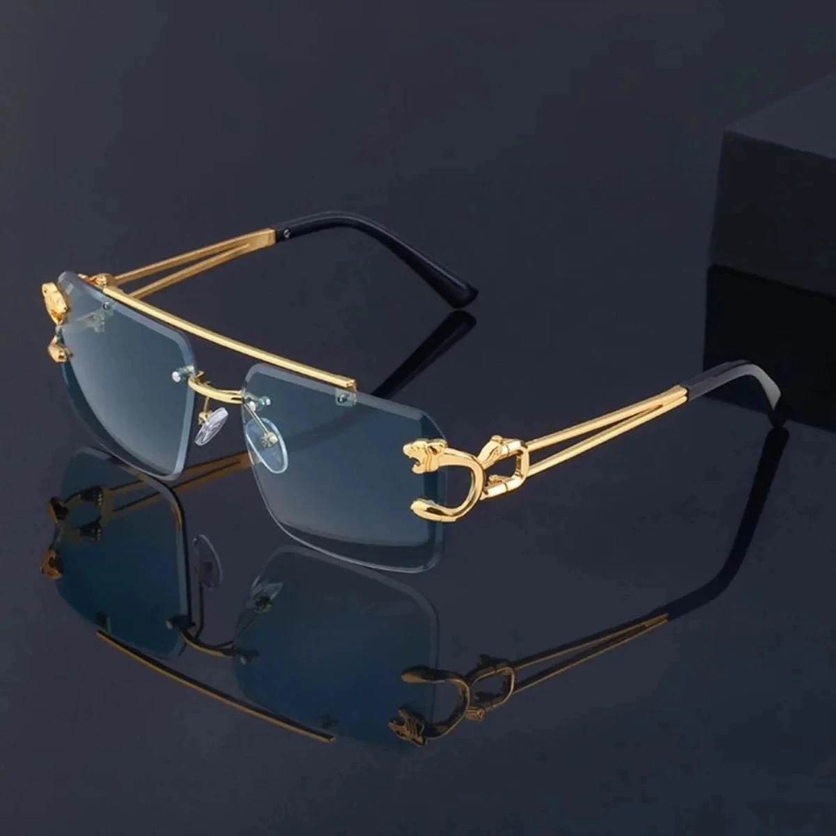Retro Rimless Steampunk UV400 Sunglasses 2 Retro Rimless Steampunk UV400 Sunglasses - Image 2