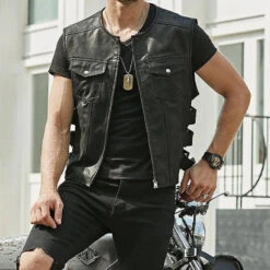 Alr™ Men's PU Leather Slim Motorcycle Vest -Gearup Co. Store Sfcbbc8cf7764449bb1b6c5e8ffcc4aea2