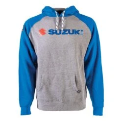 Factory Effex Men's Suzuki Landscape Pullover Hoodie, Gray/Royal Blue