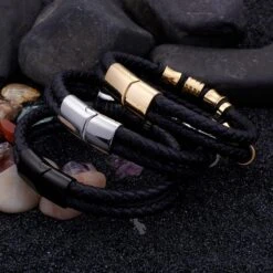 Double-Row Braided Bracelet -Gearup Co. Store TrustyLan Gold Color Stainless Steel Leather Bracelet Men Black Mens Leather Wrap Bracelets Jewelry Wristband With c460e8a0 303d 47c8 8e22 4d321c7ec12c