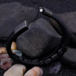 Double-Row Braided Bracelet -Gearup Co. Store TrustyLan Gold Color Stainless Steel Leather Bracelet Men Black Mens Leather Wrap Bracelets Jewelry Wristband With d786aa20 2be2 4d28 91d5 fc3f64a06120