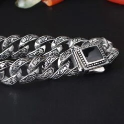 Masculine Curb Chain Bracelet 7 Masculine Curb Chain Bracelet -Gearup Co. Store TrustyLan Retro Rose Line Bracelet For Man Black Onyx Inset Stainless Steel Men s Bracelets Friendship 31865ec1 25cf 47b1 9132 b1e02c1a525d