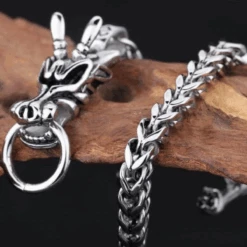 Dragon Head Bracelet Stainless Steel, Size 8.6" X 0.2"