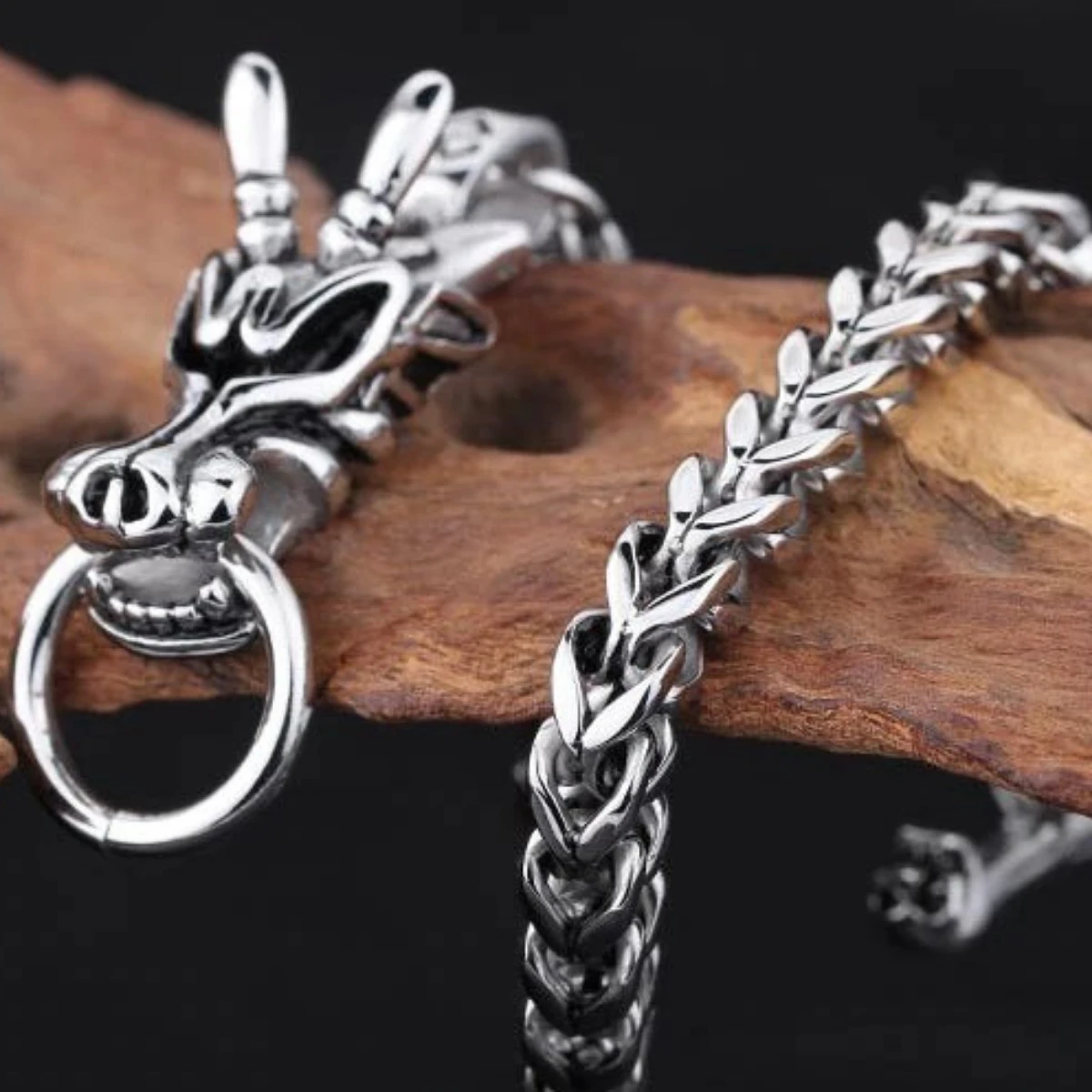 Dragon Head Bracelet Stainless Steel, Size 8.6" X 0.2" 1 Dragon Head Bracelet Stainless Steel, Size 8.6" X 0.2"