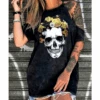Women's Edgy Rose Skull Top