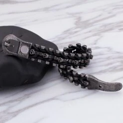 Skull Braided Leather Bracelet -Gearup Co. Store american legend rider 22 5cm skull braided leather bracelet motorcycle biker 4819696910405