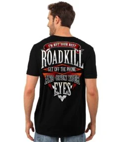 I'm Not Your Next Roadkill Get Off The Phone And Open Your Eyes T-Shirts & Hoodie -Gearup Co. Store american legend rider apparel medium t shirt black roadkill t shirt hoodies motorcycle biker 26484627349