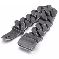 316L Stainless Steel/Enamel Big Boys Heavy Thick Chain Bracelet, 9" X 0.9", Gray -Gearup Co. Store american legend rider bracelets 22cm big boys chain bracelet motorcycle biker 27733592917