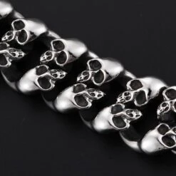 Stainless Steel Men's Punk Skull Bracelet, Silver -Gearup Co. Store american legend rider bracelets default title punk mens bracelet motorcycle biker 27287316629