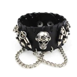 Leather Skull Bracelet -Gearup Co. Store american legend rider bracelets default title skull bracelet 22cm motorcycle biker 649375711253