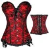 Sexy Red Corset W/Black Lace Overlay, Plastic Boned