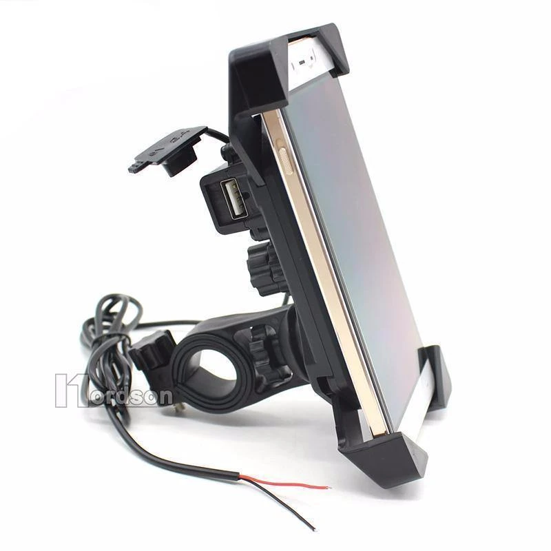 Motorcycle Phone Mount Holder With USB Charger Port, 3.5-7" Screen Fit, Universal For 7/8" Handlebar 2 Motorcycle Phone Mount Holder With USB Charger Port, 3.5-7" Screen Fit, Universal For 7/8" Handlebar - Image 2