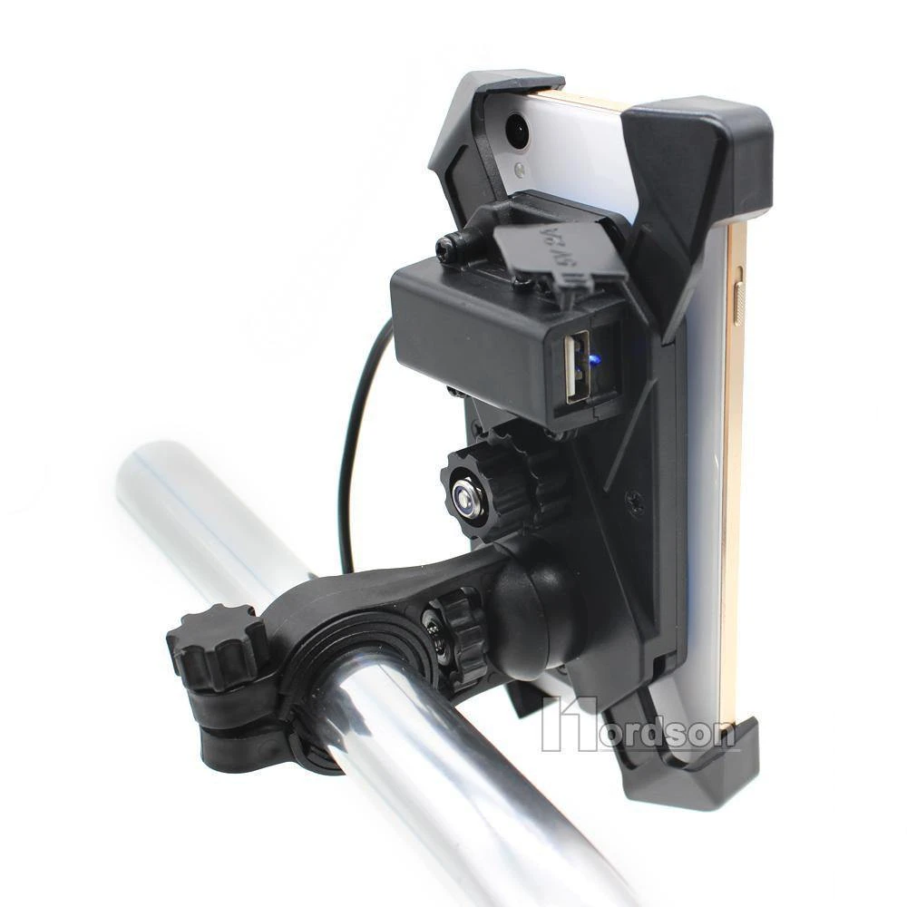 Motorcycle Phone Mount Holder With USB Charger Port, 3.5-7" Screen Fit, Universal For 7/8" Handlebar 4 Motorcycle Phone Mount Holder With USB Charger Port, 3.5-7" Screen Fit, Universal For 7/8" Handlebar - Image 4