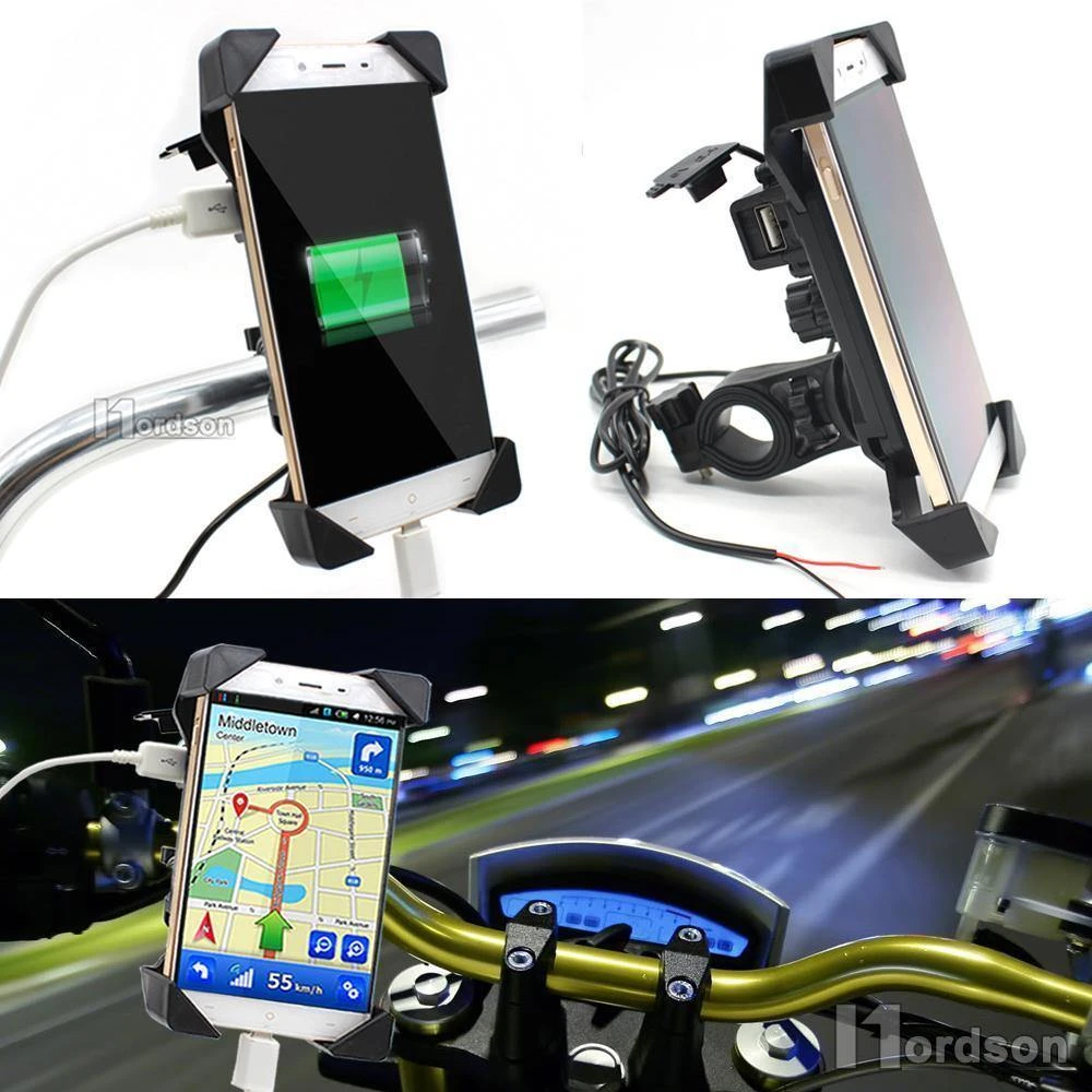 Motorcycle Phone Mount Holder With USB Charger Port, 3.5-7" Screen Fit, Universal For 7/8" Handlebar 7 Motorcycle Phone Mount Holder With USB Charger Port, 3.5-7" Screen Fit, Universal For 7/8" Handlebar - Image 7